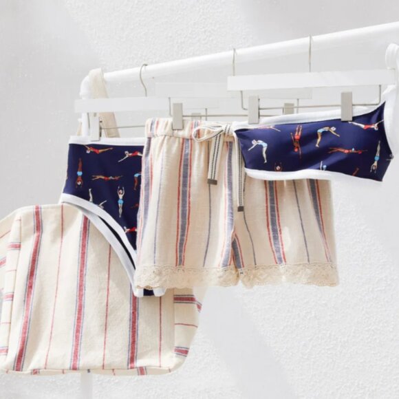 aerie boho shorts crochet lace trim cream striped size XS - Picture 15 of 15